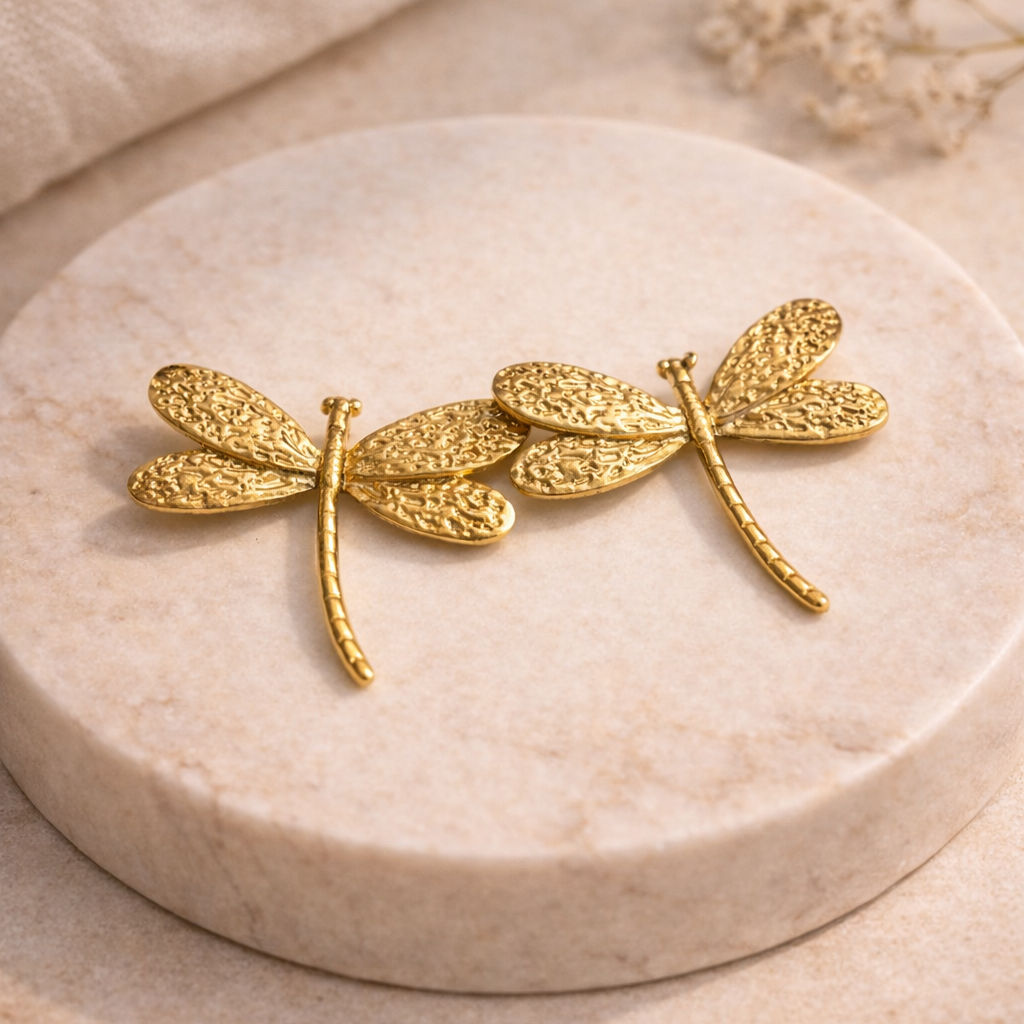 Golden Dragonfly Earrings
