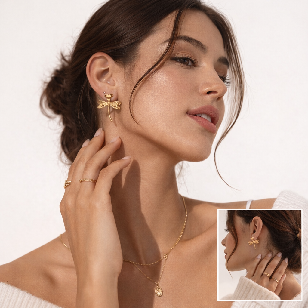 Golden Dragonfly Earrings
