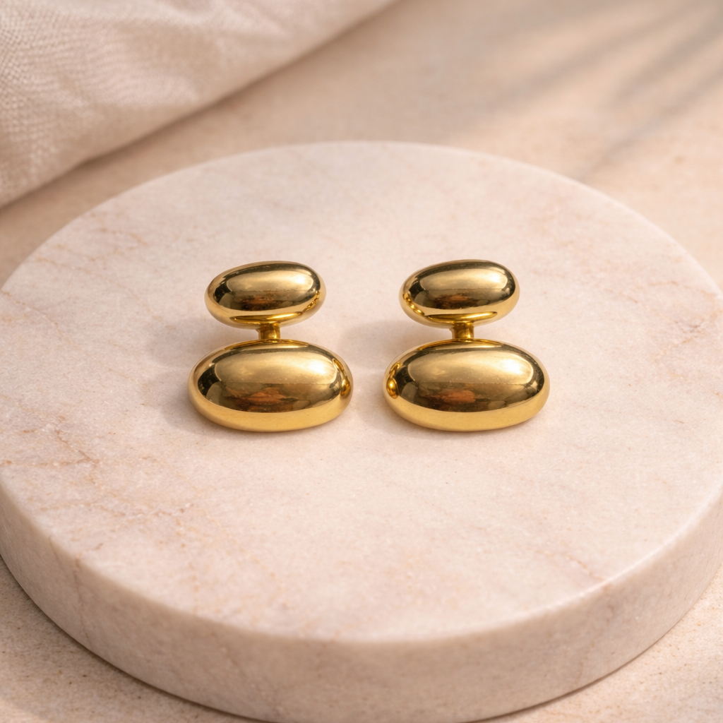 Golden Double Bean Earrings